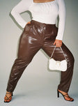 front view of model wearing Princess Polly Love Club Pants Brown Curve 