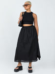   front view of model wearing Princess Polly Leonie Maxi Skirt Black 