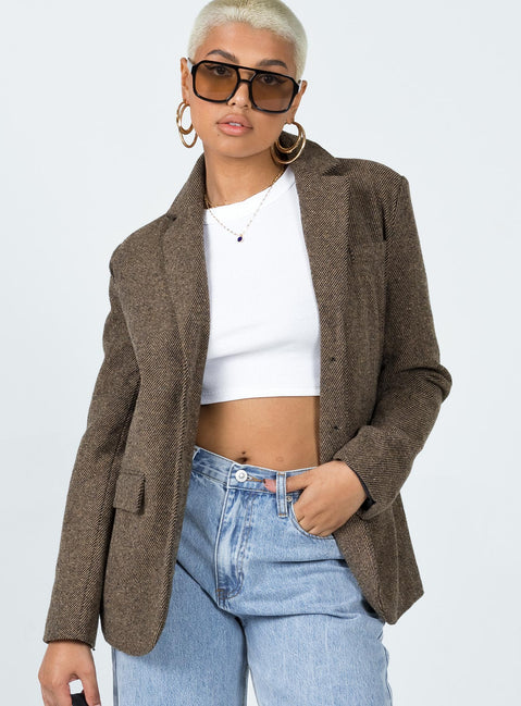 Blazer  100% polyester  Stripe print  Lapel collar  Button front fastening  Faux chest pocket  Twin hip pockets  Satin lined 