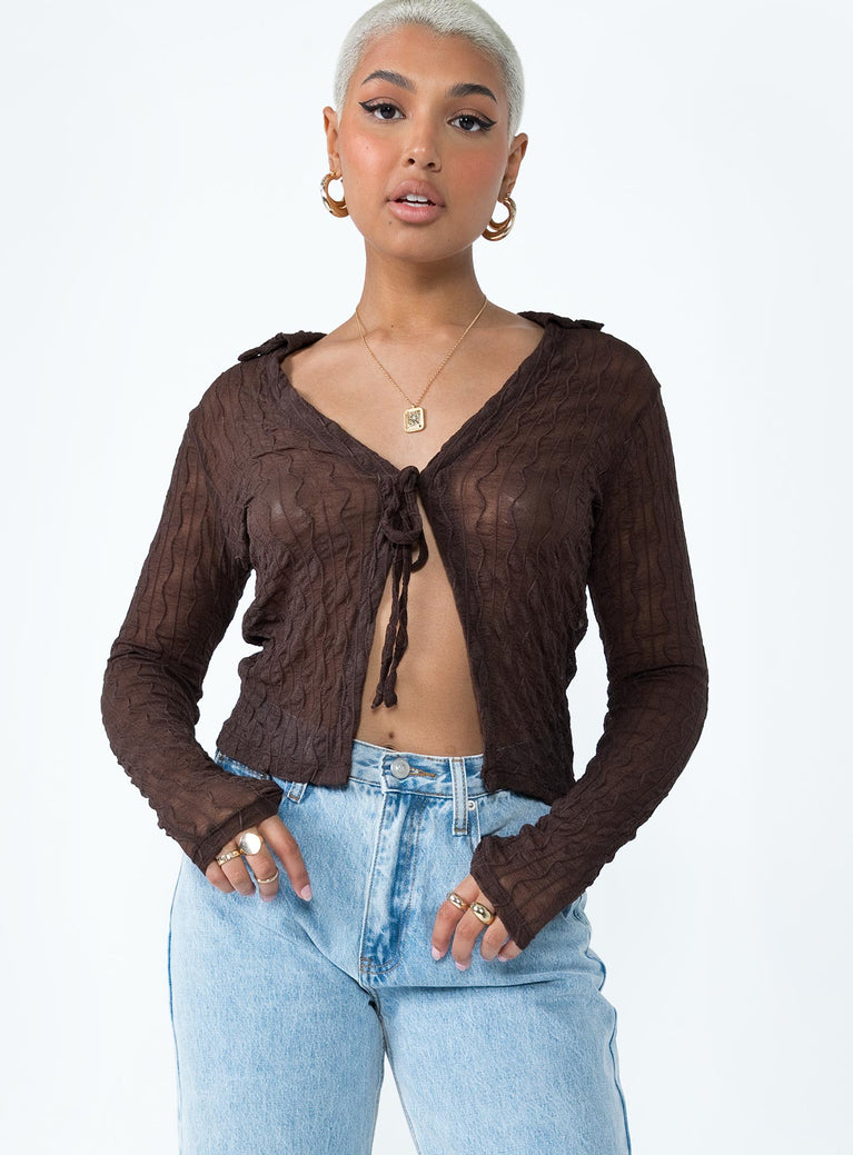 product Princess Polly Full Sleeves Crew Neck  Marcos Long Sleeve Top Brown