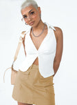 front view of model wearing Princess Polly Chaya Top White Sleeveless V-Neck 