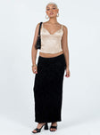 Front view of model wearing  front Eurodium Maxi Skirt Black Princess Polly  Maxi 