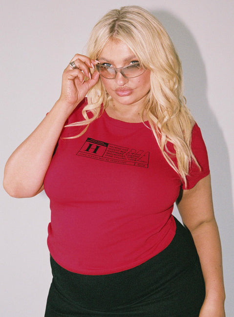 product Princess Polly Short Sleeves Square Neck  Horror Night Tee Red Curve