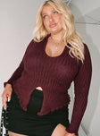 product Princess Polly Full Sleeves High Neck  Lahey Long Sleeve Polo Knit Maroon Curve