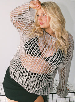 The Kennedy Sweater Beige Curve Princess Polly  Cropped 