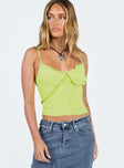 Cami top Ruffle trim  Non-stretch  Fully lined 