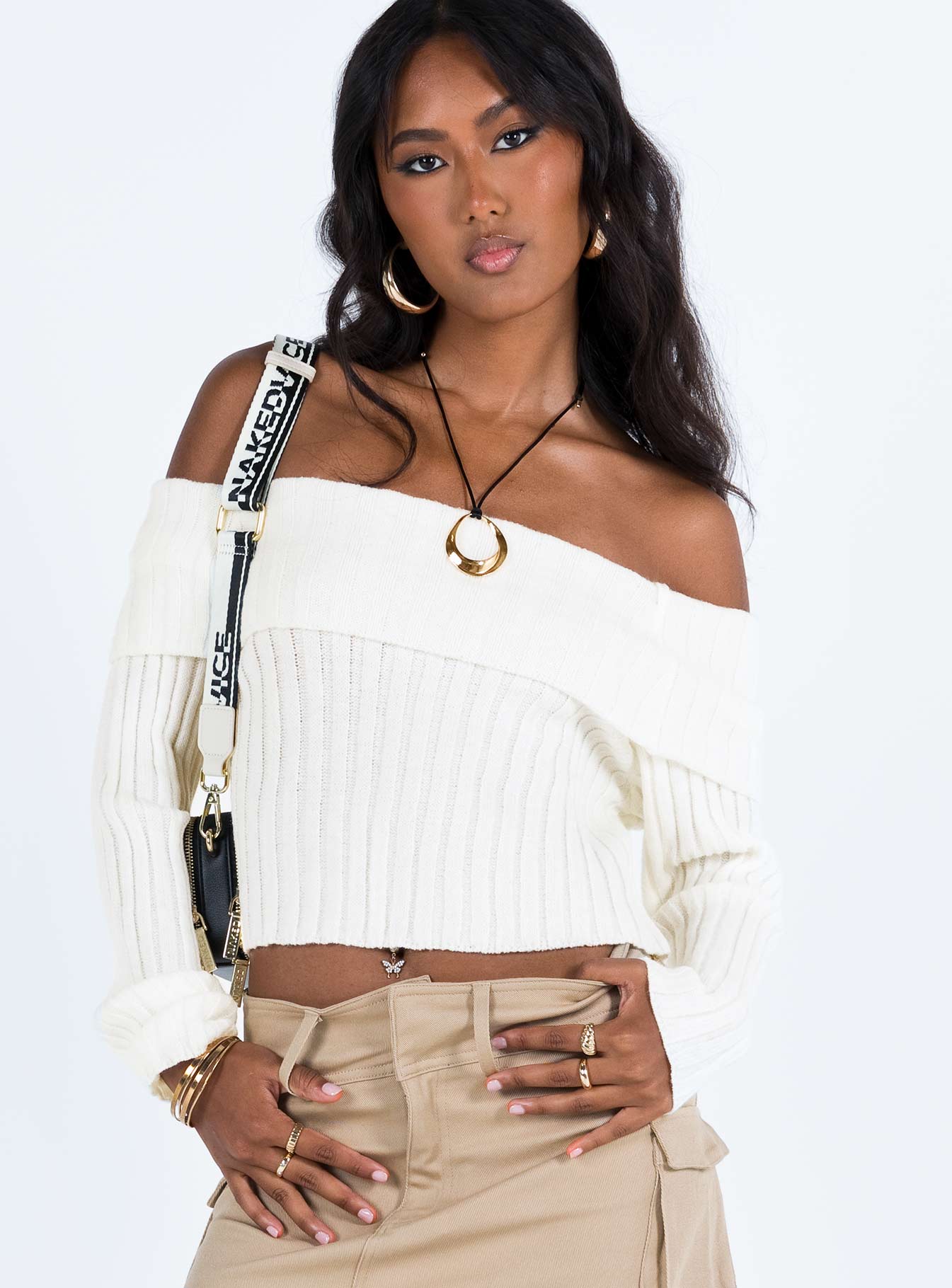 Rossetto Knit Sweater White Princess Polly  Cropped 