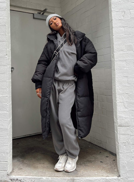 Oversized longline shop puffer jacket