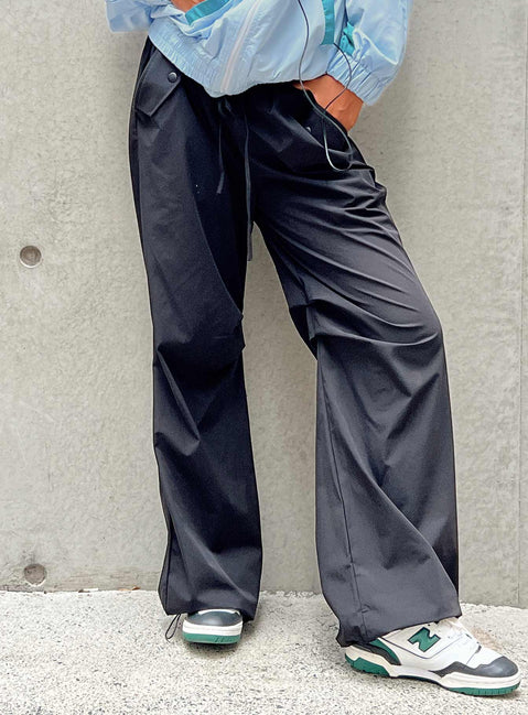 product Princess Polly High Waisted Pants  Snow Parachute Pants Black