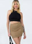 Front view of model wearing  front Kiarne Mini Skirt Beige Princess Polly  Mini Skirts 