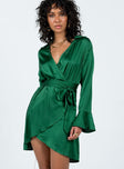 product Princess Polly High Neck  Spiers Wrap Mini Dress Green