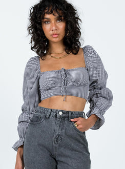 product Princess Polly Full Sleeves High Neck  Bellevue Gingham Top Black / White
