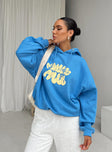 Princess Polly Hooded Sweatshirt Bubble Text Blue / Yellow Princess Polly  regular 