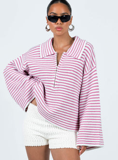 Willbar Oversized Sweater Pink / White Princess Polly  long 