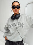 Princess Polly Hooded Sweatshirt Collegiate Text Grey / Green Princess Polly  regular 