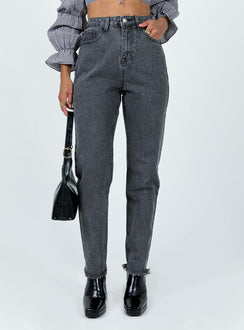 product Princess Polly High Waisted  Connecticut Straight Leg Jeans Washed Black