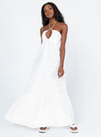 front view of model wearing Princess Polly Lincoln Maxi Dress White 