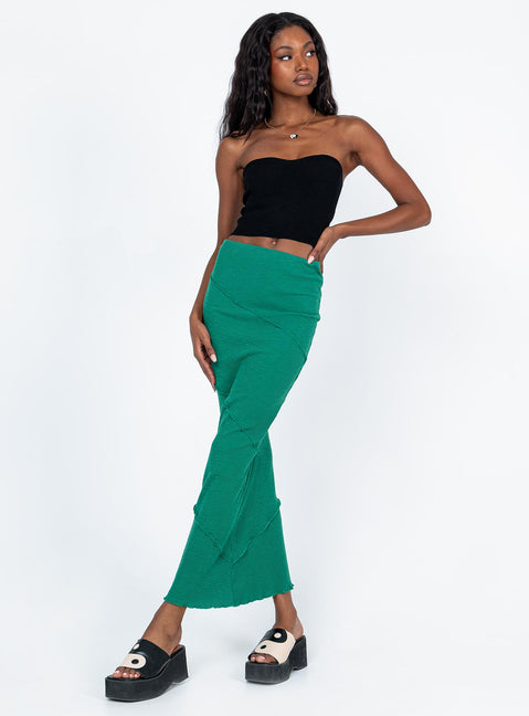   front view of model wearing Princess Polly Oscar Maxi Skirt Forest Green 