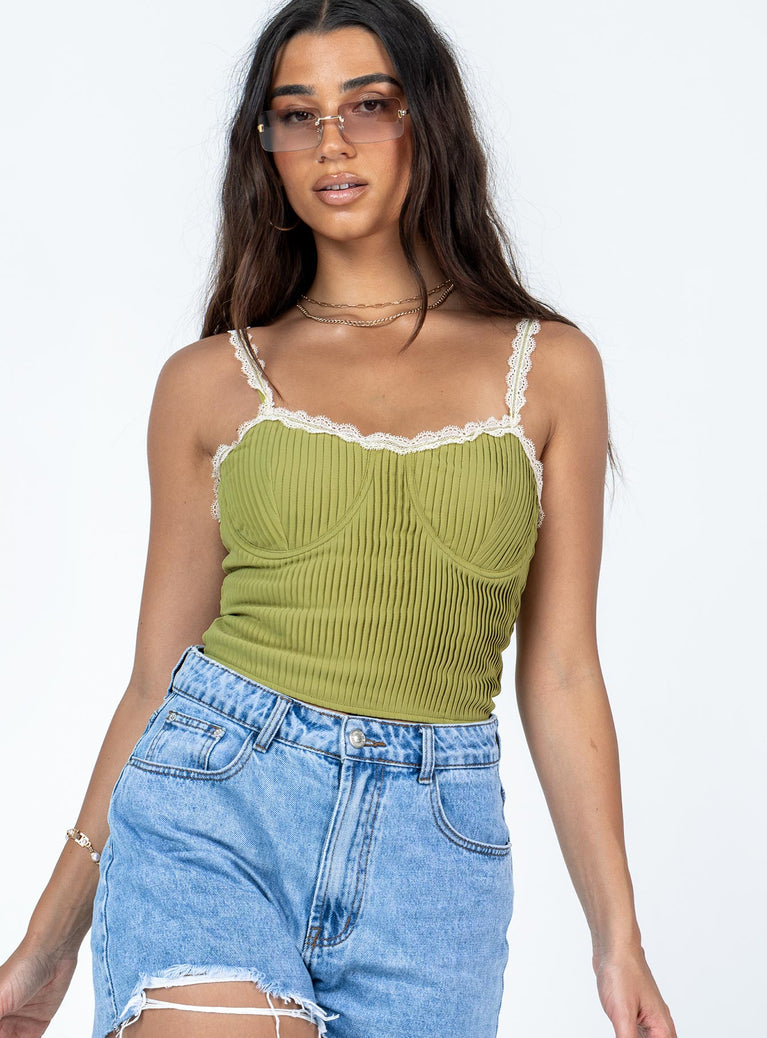 product Princess Polly Sleeveless Crew Neck  Arielle Bustier Green