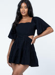 Princess Polly Square Neck  Dark Star Mini Dress Black