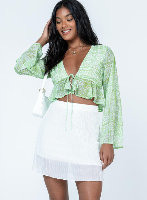   front view of model wearing Princess Polly The Morgie Mini Skirt White Mini Skirts 