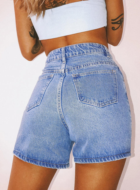 product The Swalla Shorts Blue Denim Princess Polly Low Rise Shorts 