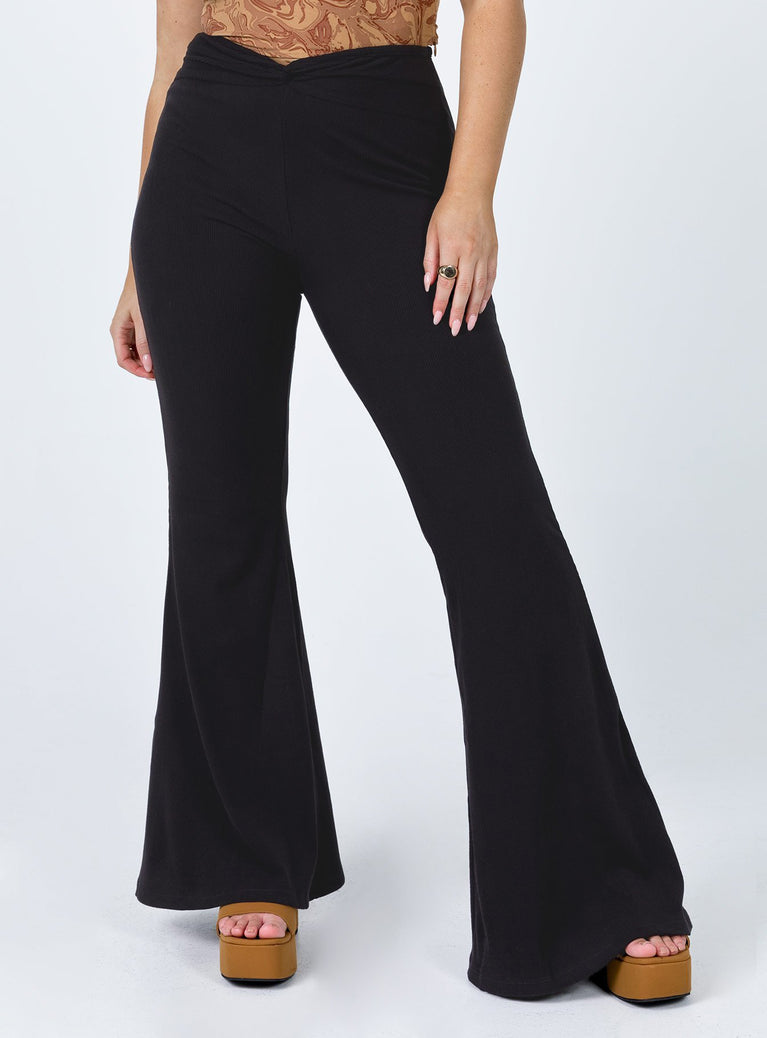 front view of model wearing Princess Polly Carolina Pants Black 