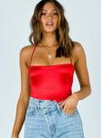 front view of model wearing Princess Polly Gracie Bodysuit Sleeveless Square Neck 