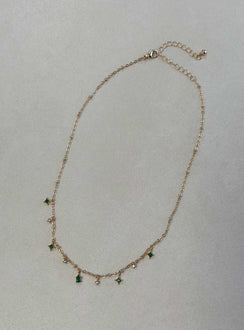 Necklace Gold toned Gemstone detail Lobster clasp fastening