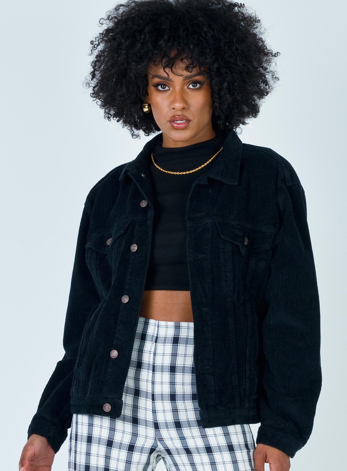 Oversized black cord on sale jacket