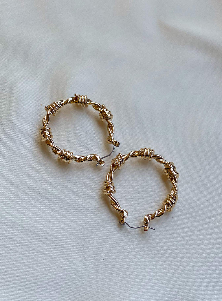 Earrings Hoop style Gold-toned Stud fastening