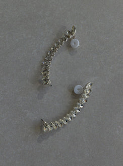 Silver Ear crawler Diamante design  Stud fastening  Clip-on end