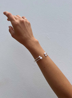 Cuff Silver-toned Pearl detail Lightweight