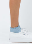 Ribbed Ruffle Socks Baby Blue