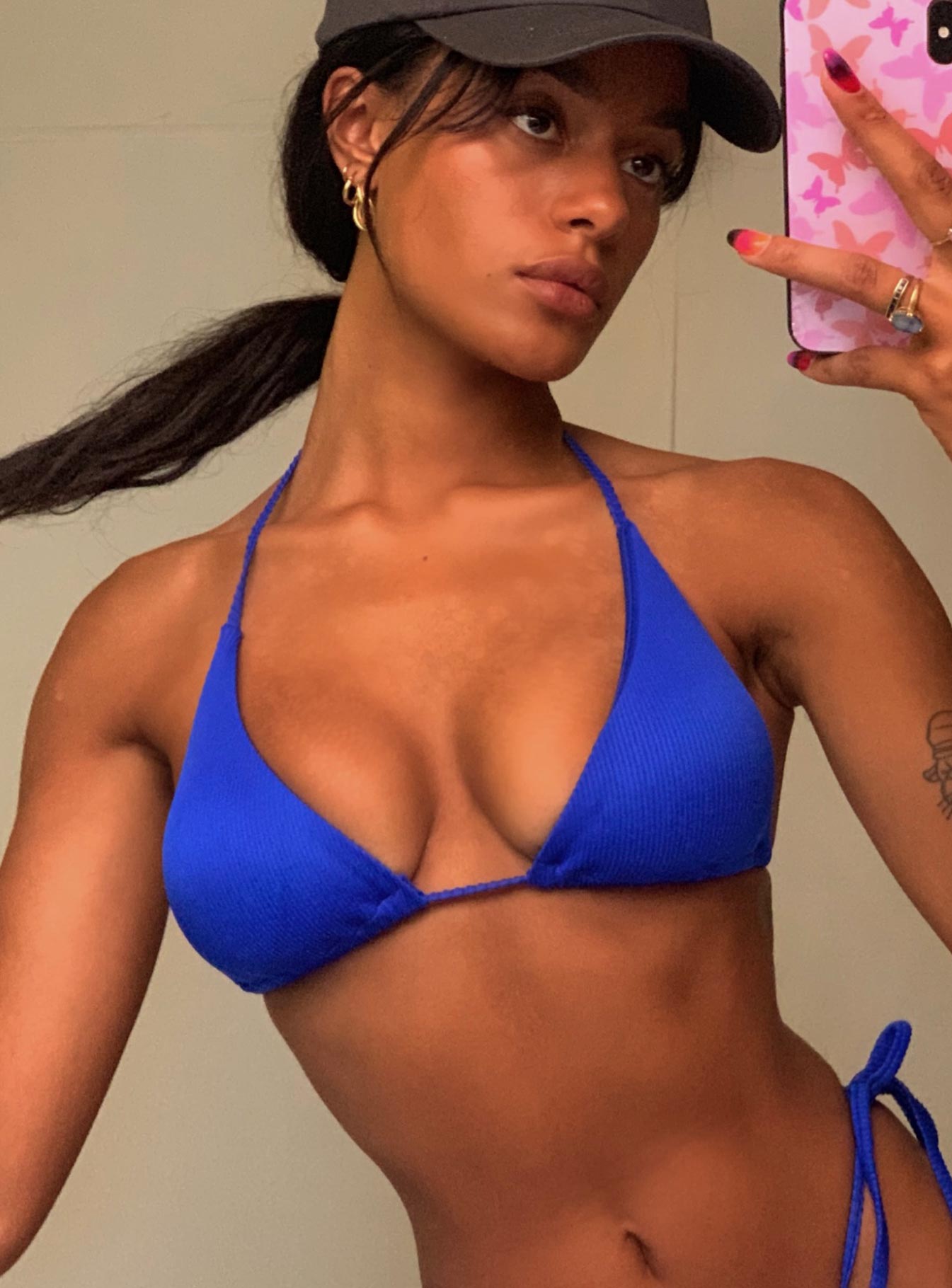 Jenner Triangle Rib Bikini Top Royal Blue