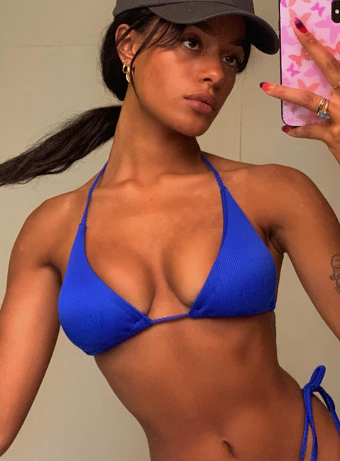 Jenner Triangle Rib Bikini Top Royal Blue