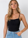 front view of model wearing Princess Polly Paule Bodysuit Sleeveless Scoop Neck 