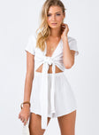 Ragnar Tie Front Romper White