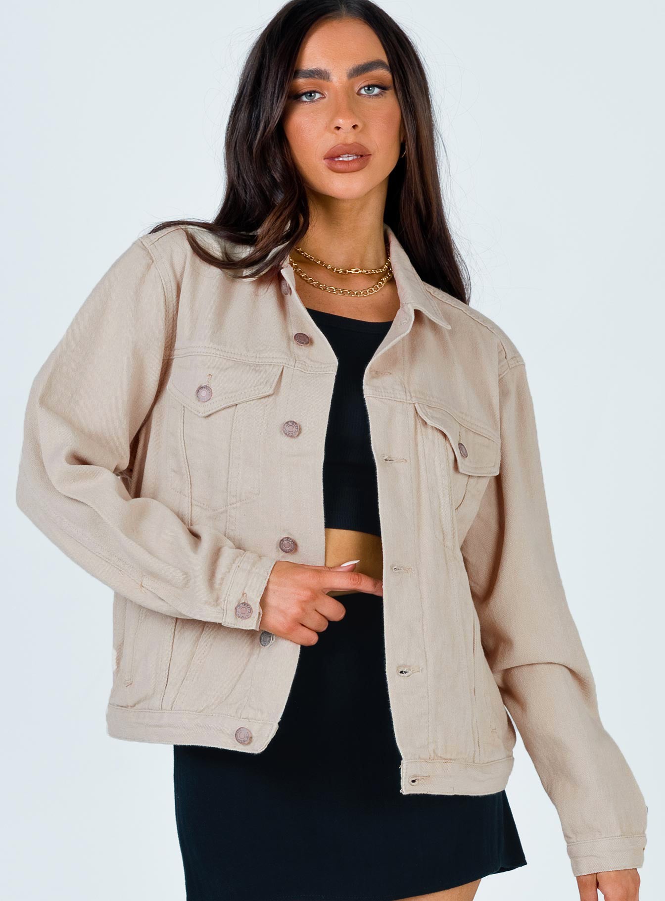 Western Denim Jacket Beige