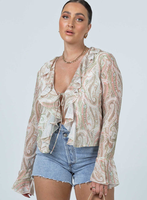 front view of model wearing Princess Polly Lucia Shirt Multi 