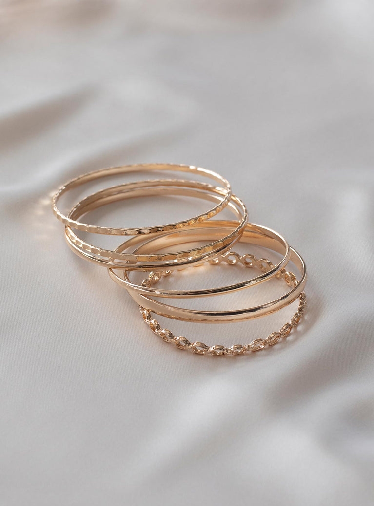 Bracelet set Pack of six Bangle style Gold-toned