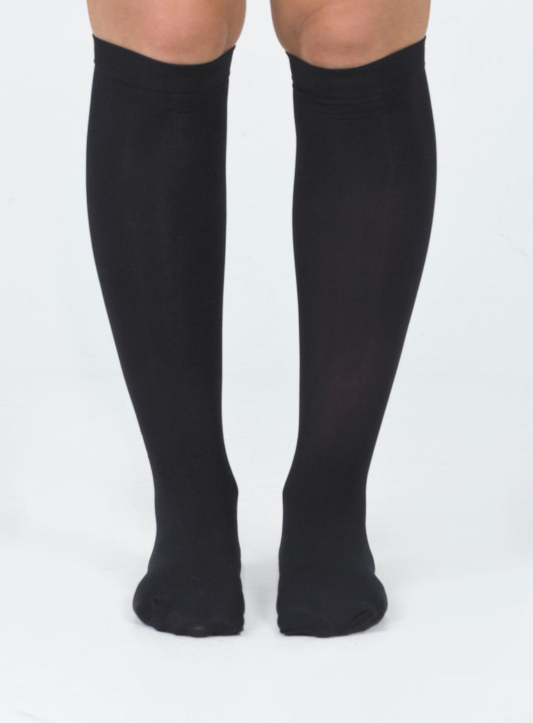 Knee high socks  Delicate material - wear with care  Elasticated cuff  Semi-sheer Good stretch  