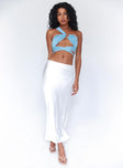   side view of model wearing Princess Polly Tyra Satin Midi Skirt White 