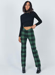 front view of model wearing Princess Polly Zara Pant Green Check 