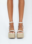 Gianni Espadrille Platform Heels White