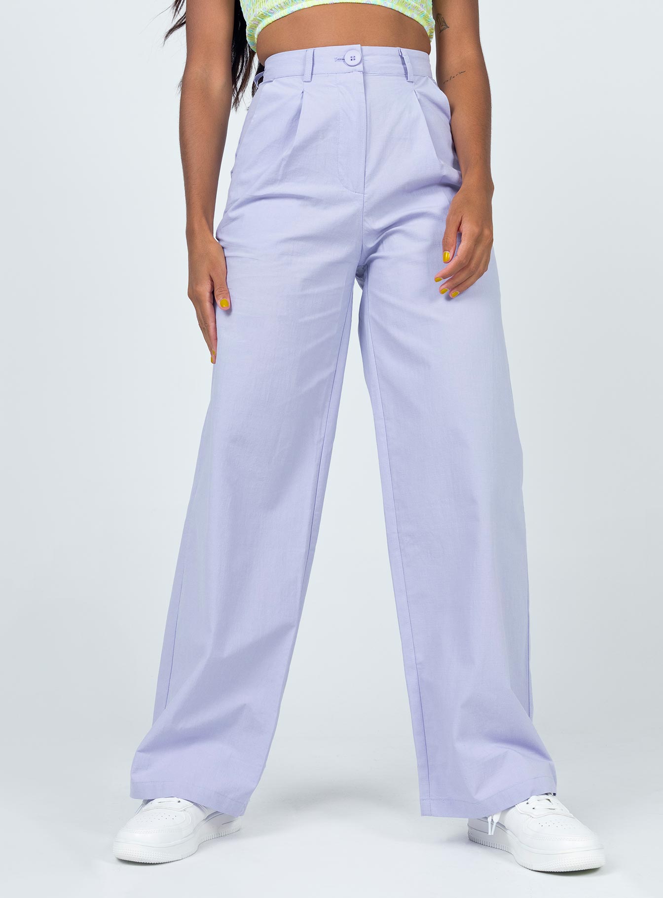 back view of model wearing Princess Polly Dalia Pants Purple 