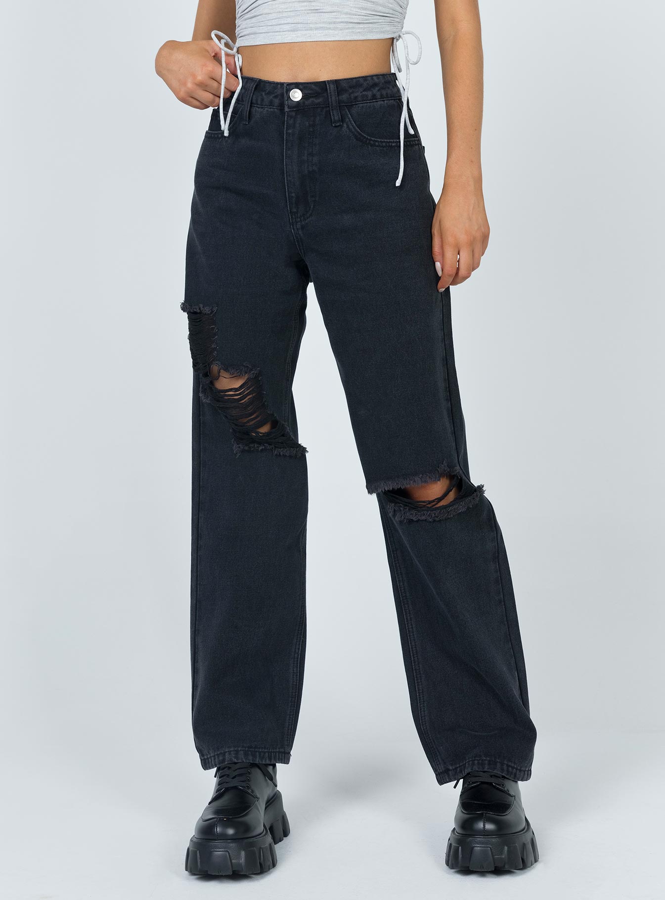 Black high sale rise boyfriend jeans