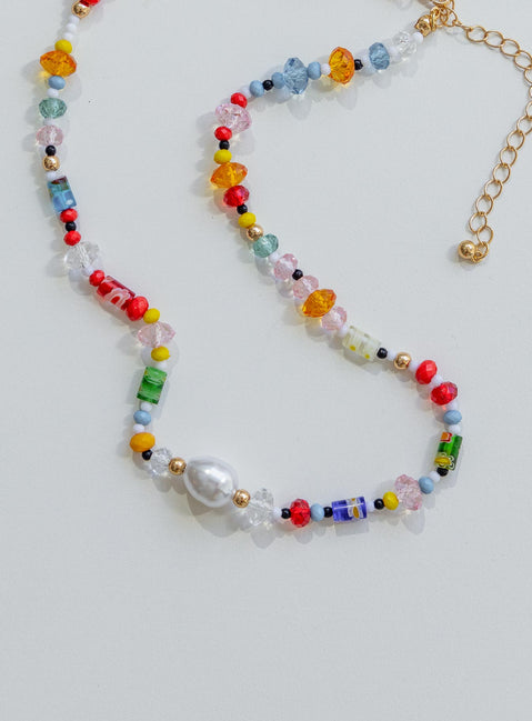 Necklace Beaded design  Gold-toned hardware  Lobster clasp fastening 