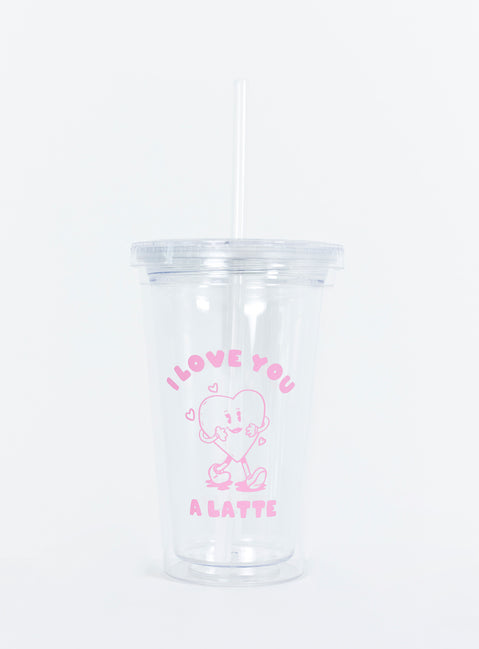 I Love You A Latte Iced Coffee Tumbler Clear / Pink