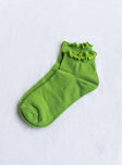 Ribbed Ruffle Socks Matcha